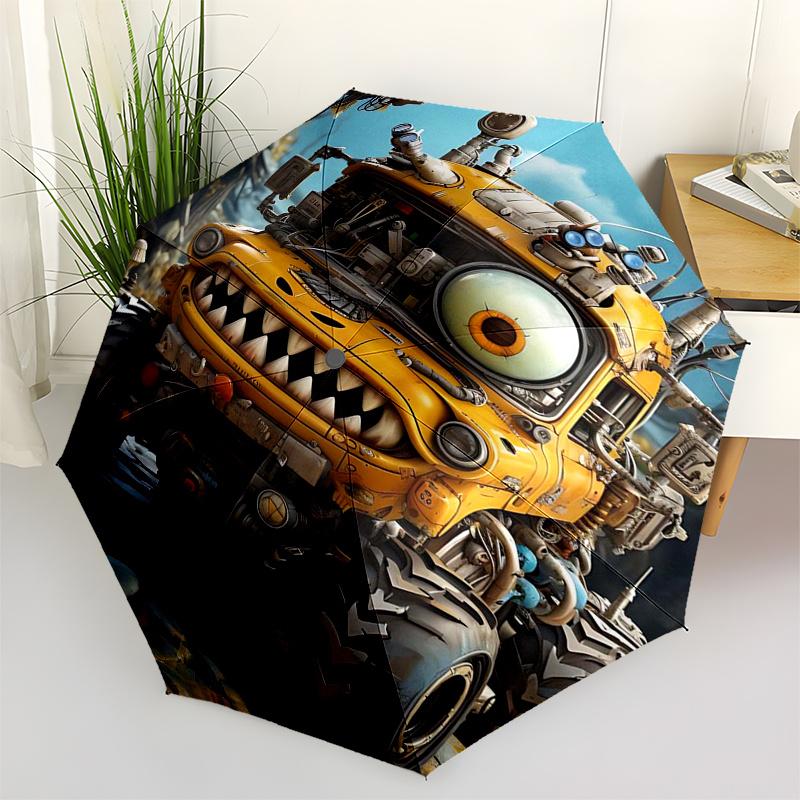 

Monster Truck Themed Travel Umbrella 8 Ribs Automatic Opening and Closing, Portable Folding Design, Compact and Stylish Umbrella Suitable fo