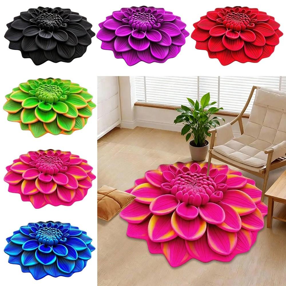New Special-shaped 3D Flower Carpet Non-slip Crystal Velvet Bathroom Floor Mat Absorbent Soft Peony Floor Mat Home Decor