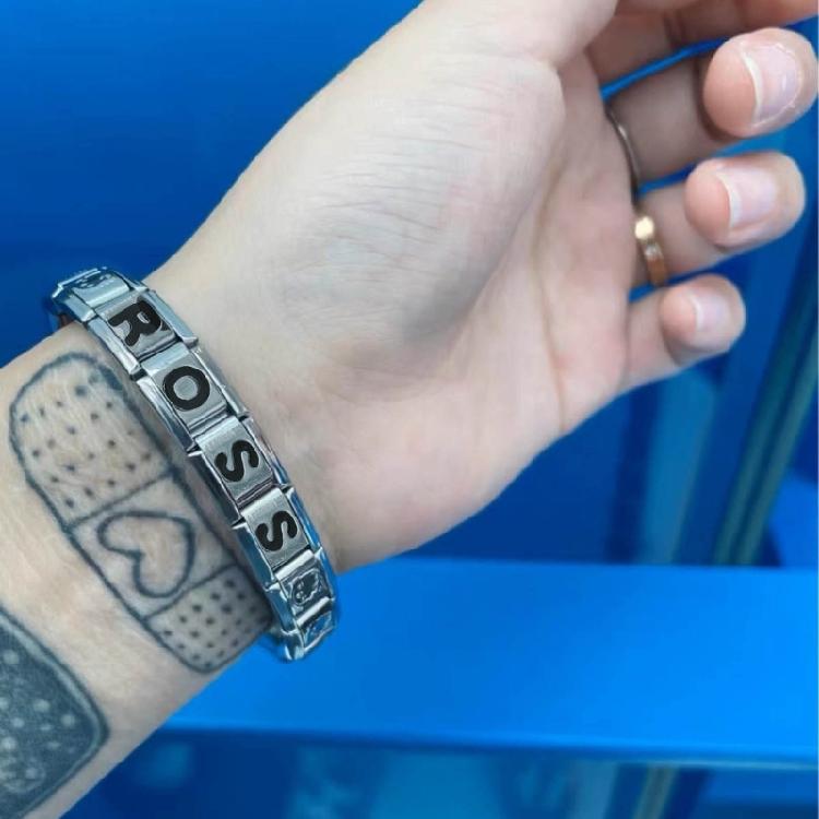 Italian Jewelry Charm Link Vintage Square Letter Beads Stainless Steel Material