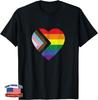 Progress Pride Flag Rainbow Heart Vintage Retro Love LGBT Unisex T-Shirt