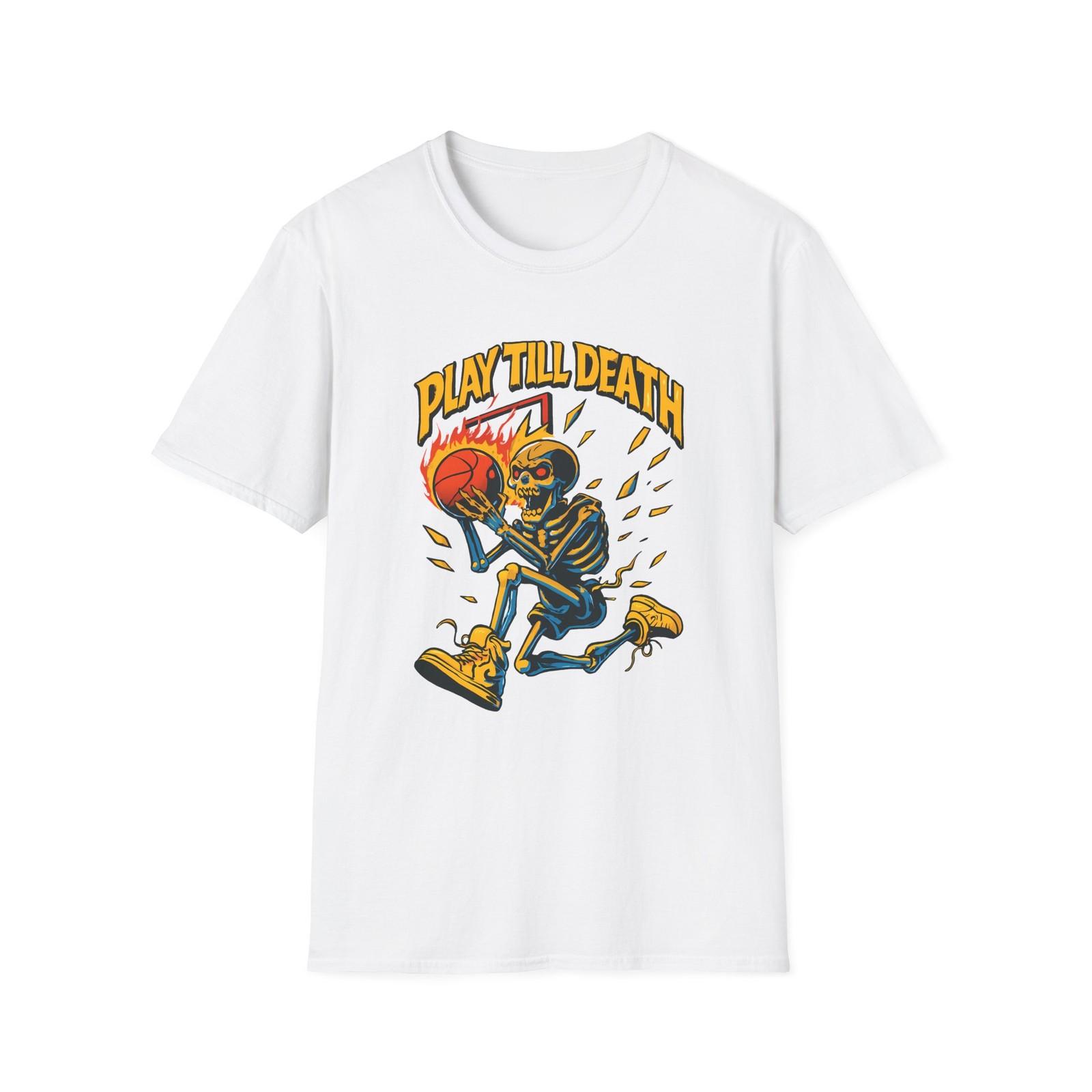 Unisex Softstyle T-Shirt Basketball Skeleton Fire Death S