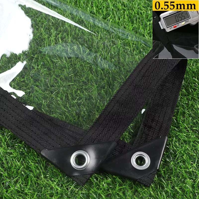 0.55mm Heavy Duty Clear PVC Tarpaulin Pergola Winter Insulation Film See Though Tarp Curtain Waterproof Garden Plants Raincover