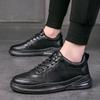 Fashion Vulcanized Sneakers Men Casual Sport Shoes Black Mens Leather Low Cut Student Sneakers Flat Male Trekking Shoes Waterproof2024