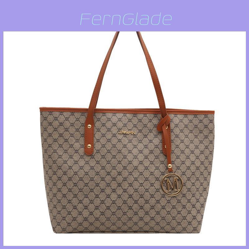 Large Capacity Tote Bag For Women With Pu Material And Checkered Pattern For Daily Use