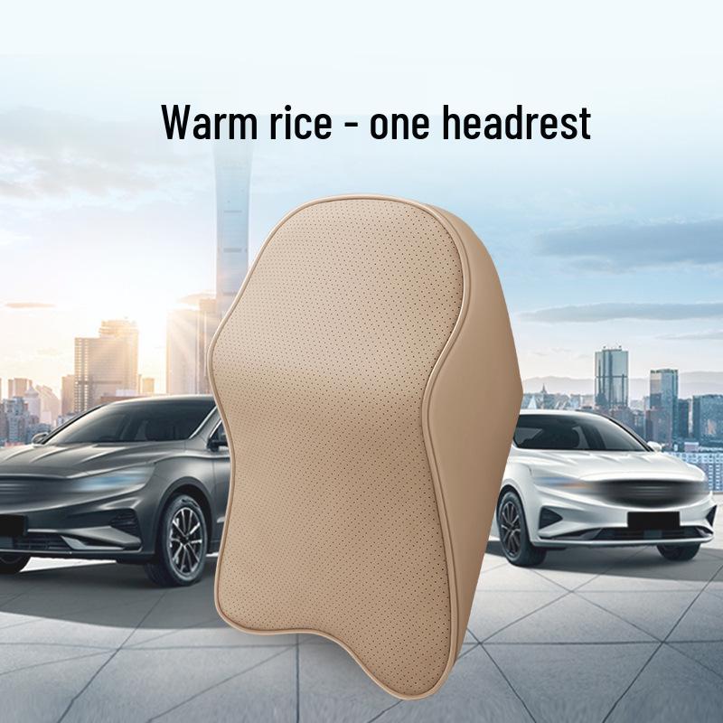 Celoroční polštář pod hlavu a bederní opěrka do auta z paměťové pěny s nappa kůží