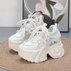 Fashion 10CM Air Mesh Microfiber Leather Chunky Sneaker Ankle Boots Shoes Women Flatform Wedge Bling High Brand Comfy Summer