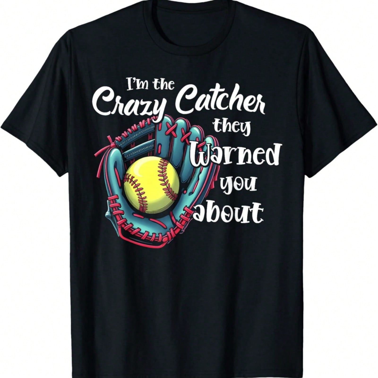 Softball Catcher Girls Funny Game Day Sports Softball Glove T-Shirt S разноцветный