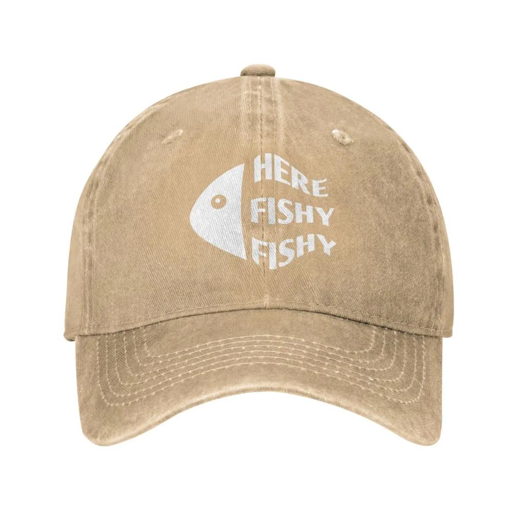 Fishing Cap Here Fishy Fishy Fishy Cap for Women Baseball Caps Trendy Hat