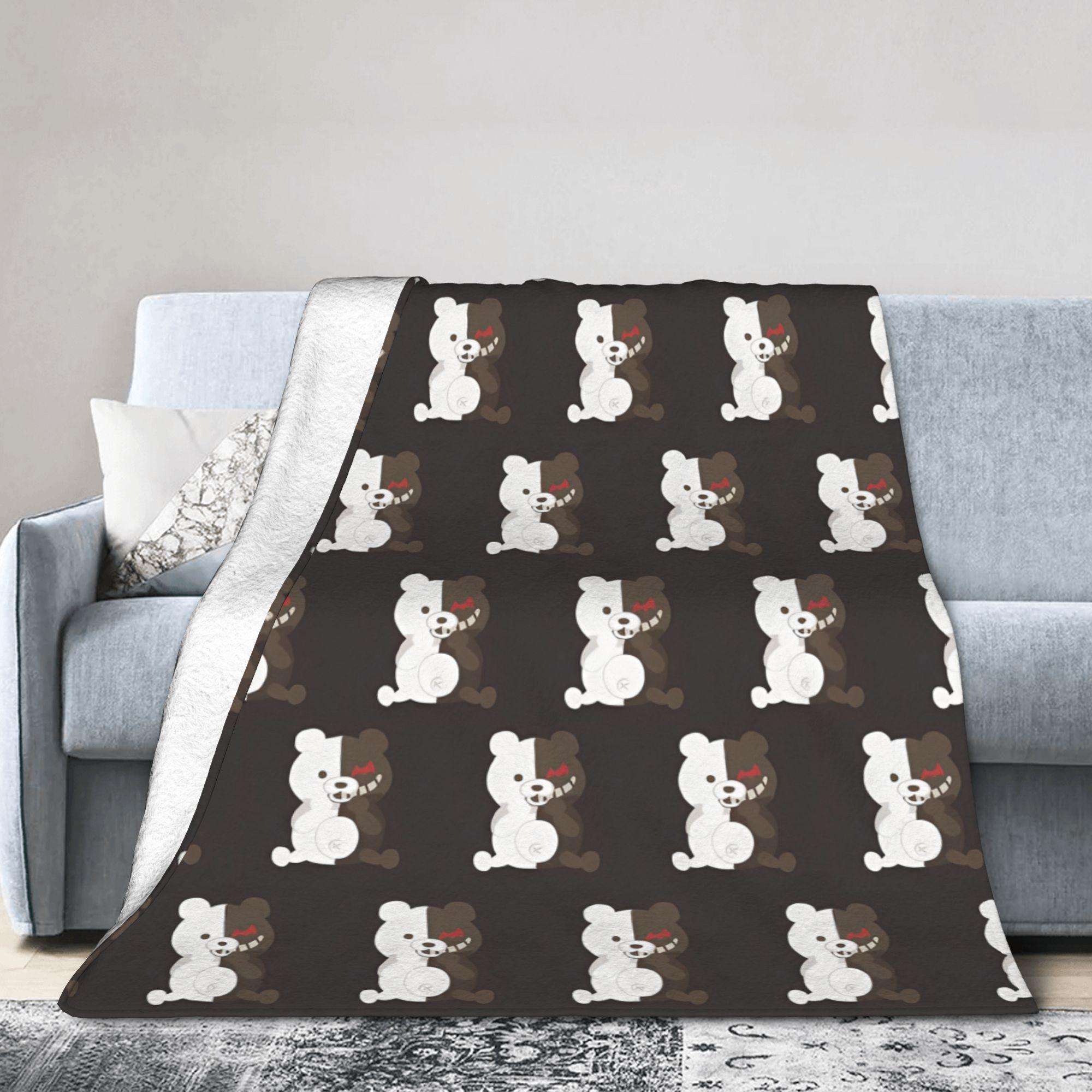 Happy Adults Toys Unisex Danganronpa Monokuma Bear Blanket Game Anime Plush Novelty Warm Throw Blankets For Bedspread Decoration Office