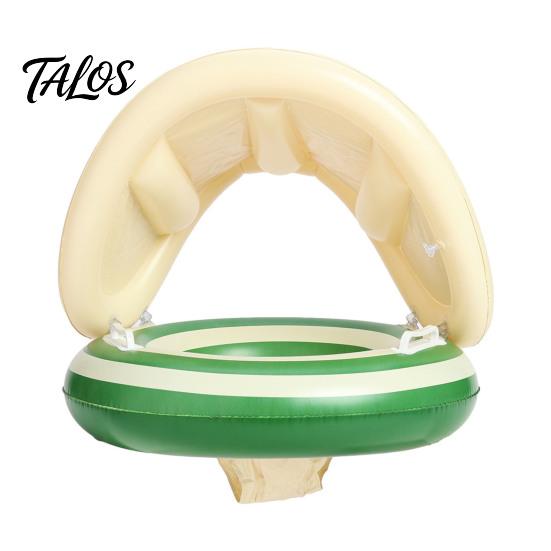 Baby-Schwimmring mit Baldachin, Aufblasbarer gestreifter Pool-Schwimmring für Kleinkinder Jungen Mädchen, UV-Sonnenschutz-Schwimmring mit Sicherheitsitz, Griff