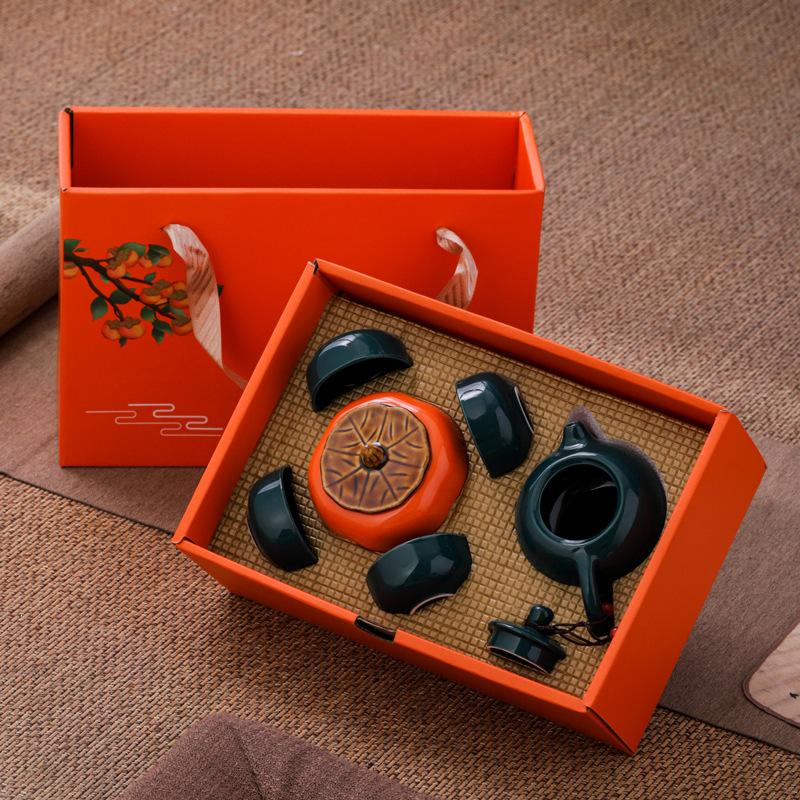 

Wedding red festive gifts, tea set gift box, household ceramics, a pot of four cups, birthday gift accompaniment