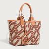 2025 New High-End Fashion Canvas Handbag for Women, Single-Shoulder Large-Capacity Patchwork Leather Versatile Commuting Tote Bag