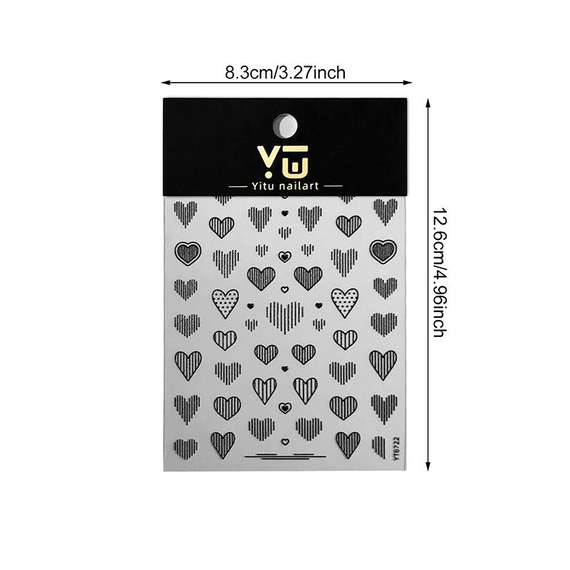 5D Embossed Line Heart Decal Nail Art Stickers Reliefs Self Adhesive Nail Art Manicure Decals For Women Manicure Supplies