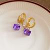 Blue Crystal Sugar Cube Earrings Elegant Luxury Small Exquisite Studs For Women Fashion Jewelry Gift