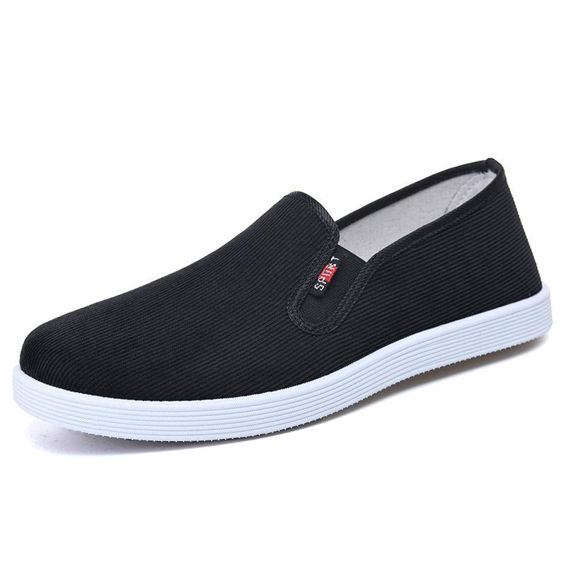 Spring New Cloth Shoes Men's Shoes Strip Velvet Casual Shoes Men's Black Shoes Breathable