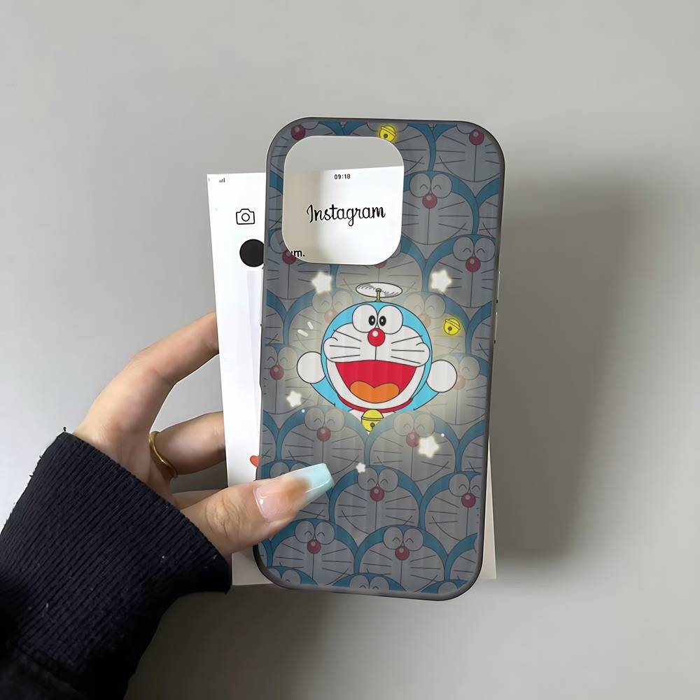 Cartoon Doraemon For IPhone 17 16 15 11 12 13 14 Pro Max Plus Pro Corrugated Translucent Back Phone Cover