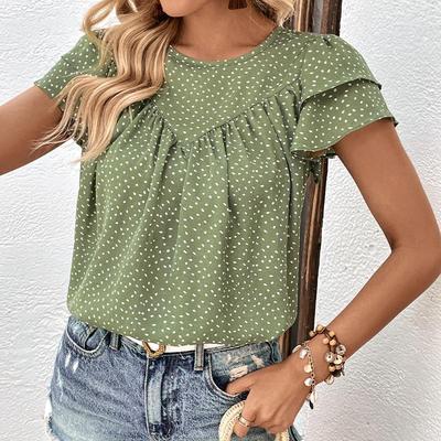 Women's Fashion Casual Short Sleeve O-Neck Blouses & Shirts