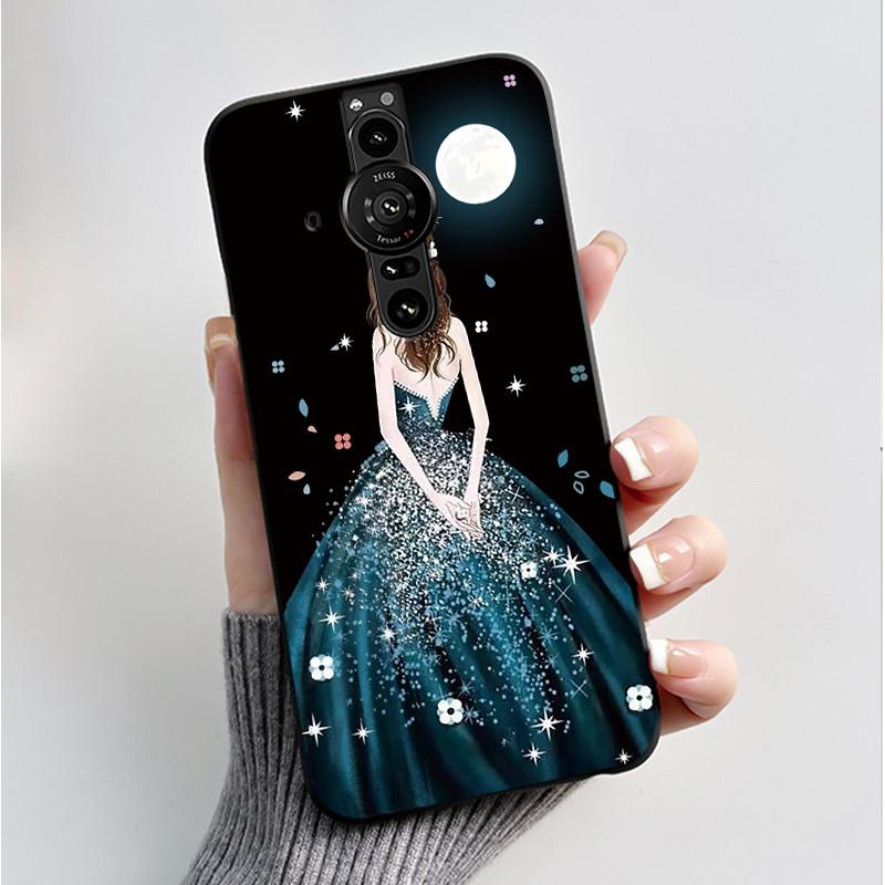 Printing Pattern Case For Sony Xperia Pro-I Fundas Soft Silicone Black Shell Cover Cute Flower Cartoon Casing Capa Coque