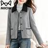 MiiOW Women's Elegant Contrast Collar Petite Winter Jacket