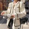 Weißer Kaschmirpullover Mantel Damen Herbst Winter Lazy Style Weiblich Koreanisch Retro Schwarz Locker O-Ausschnitt Strickjacke Mode