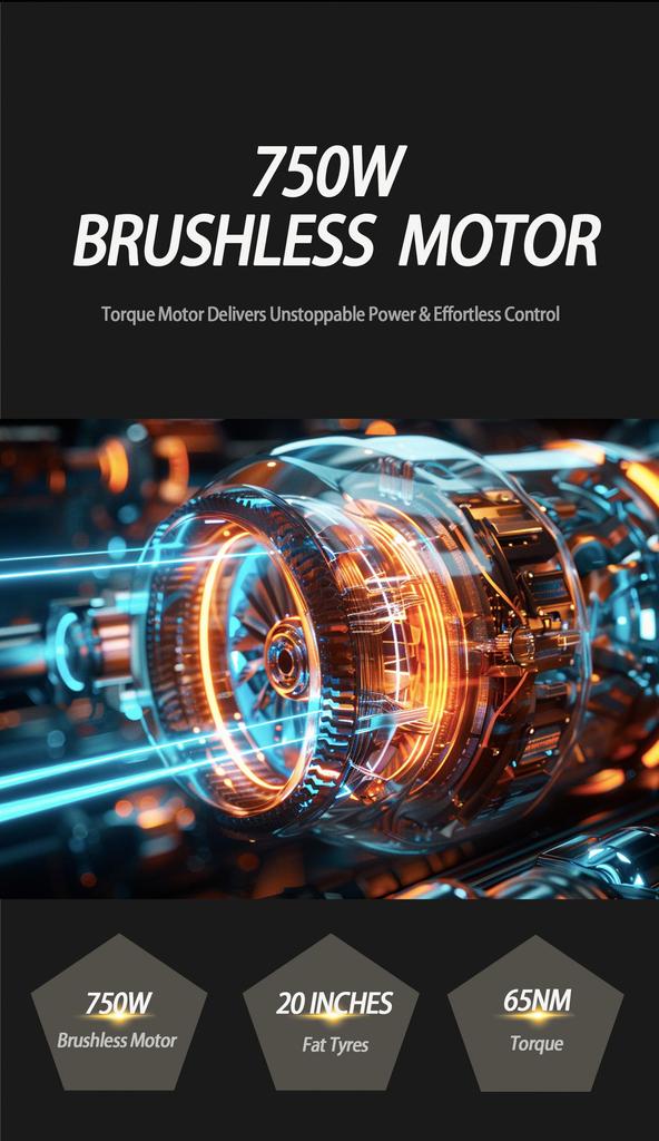 Skládací elektrokolo Rincc R200 20 x 4.0" Tlusté pláště 750W Motor 48V15Ah Baterie 60km Maximální dojezd SHIMANO 7 Rychlostí