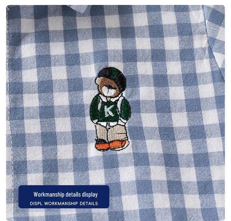2024 Boys' Cartoon Embroidered Long Sleeve Lapel Shirt