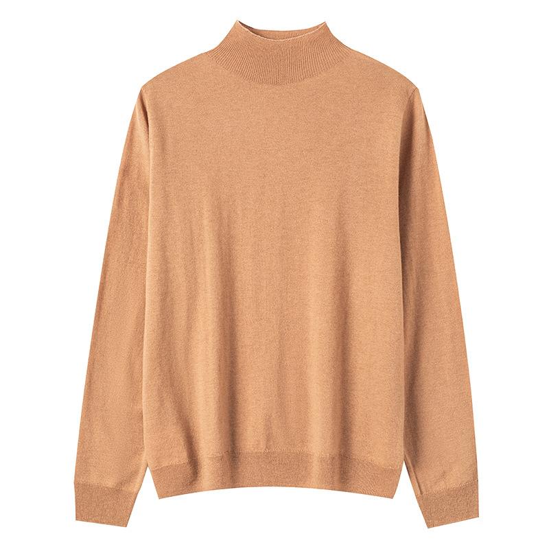 

Осень новый свитер женский мериносовый 0 шерстяной свитер в рубчик полувысокое горло базовый с длинным рукавом вязаный свитер женский тонкий L верблюд