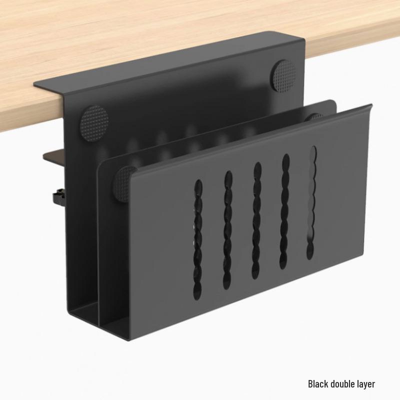 Multi-Functional No-Drill Vertical Laptop Cooling and Storage Rack for Desks