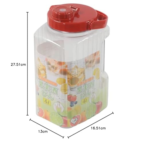 Pearl Metal Umeshu (Plum Wine) Bottle, 4L, Square, Made of PET Resin, Perfect for Fruit Wine and Pickles, Made in Japan, Lightweight and Shatter-Resis