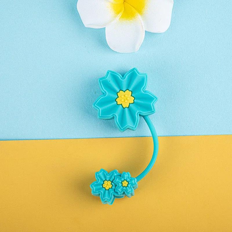 1PC/4Pcs Cute Flower Straw Covers Cap for Cup 40oz Tumbler Accessories Kawaii Silicone Straw Topper Protector Cap for 10mm Straw