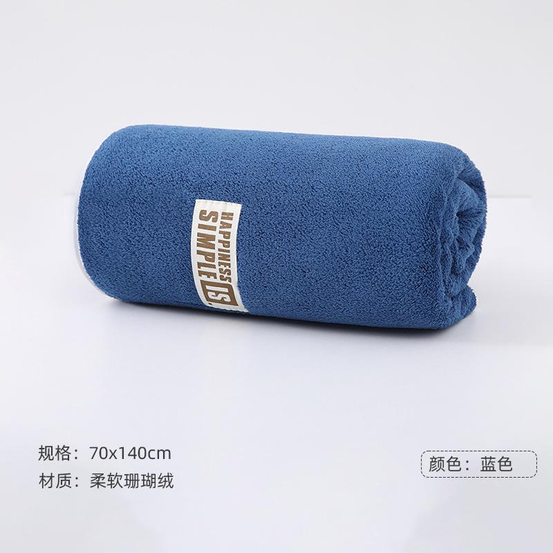 Coral Fleece Adult Men's Edge Banded Solid Pattern Quick-Drying Absorbent Soft Large Bath Beach Swimming Sports Towel Wholesale