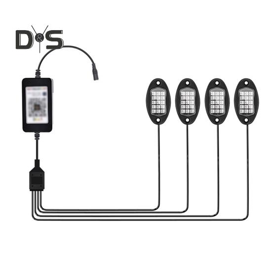 

Светодиодные фонари RGB Rock Lights для автомобилей, грузовиков, UTV, управление через приложение, музыкальный режим, длина шнура 250 см, универсальная установка на грузовики, UTV, внедорожники, мигающая музыка A