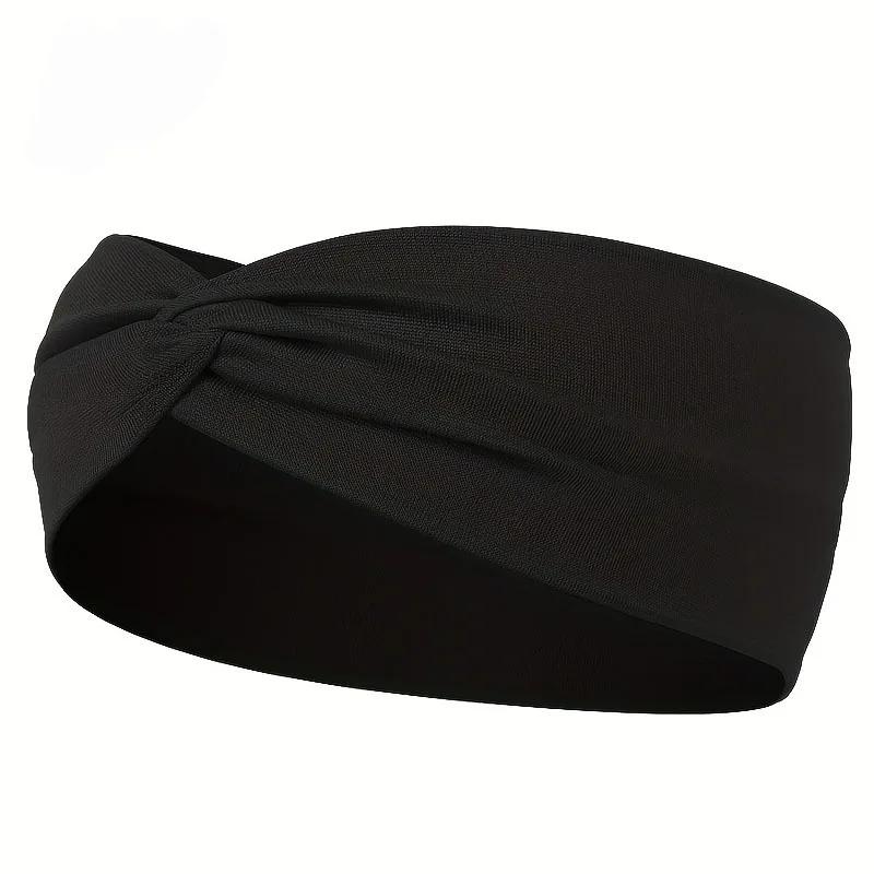 Simple Solid Color Cross Knotted Elastic Wide Headband Women Unisex Sports Yoga Hair Bands Headscarf Headwear