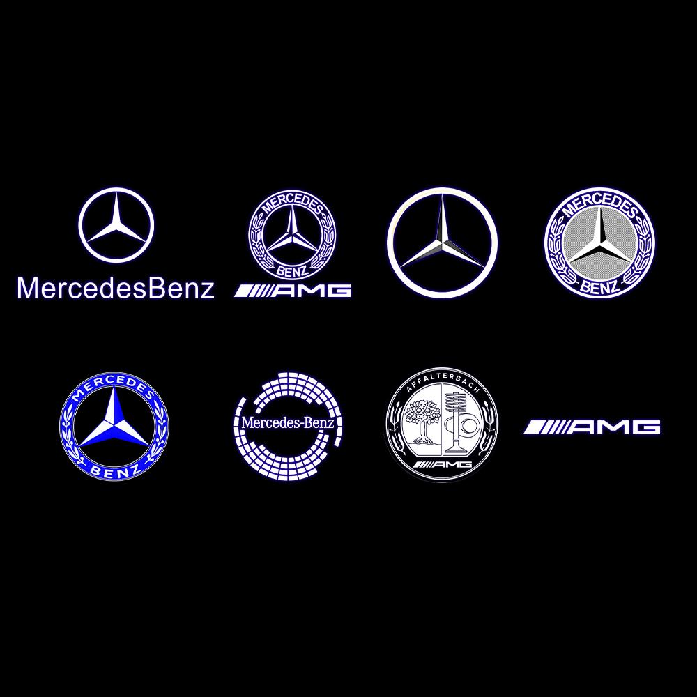 2pcs Car Door Welcome Light Auto Badge Projector Decor For Mercedes Benz A/B/C/E/M Class GL GLE GLC GLA GLS W176 W205 X164 W213
