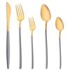 Sada 5 kusů nádobí Matné příbory Modré zlato Nůž Dezertní vidlička Lžíce Sada příborů z nerezové oceli 18/10