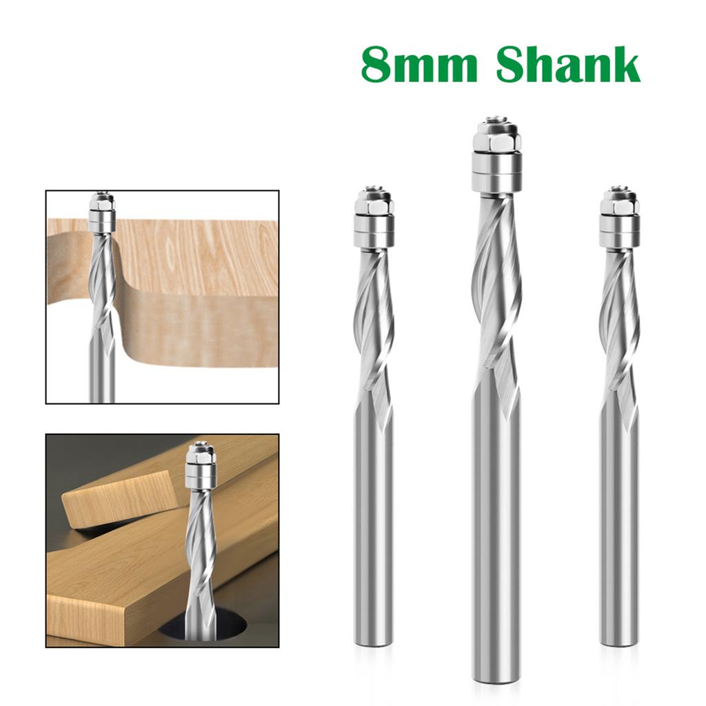 Milling Cutter 8mm Shank Spirals Top Bearing Router Bit End Mill Wood Milling Cutter Carpenter Woodworking Tool