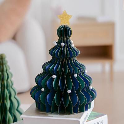 Paper Honeycomb Christmas Tree 3D Santa Claus Honeycomb Ball Table Centerpiece Christmas Party Decorations Desktop Ornaments