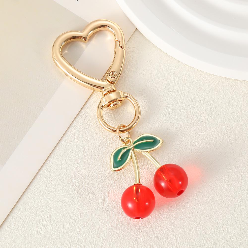 Heart Cherry Keychain - Cute Bag and Backpack Cherry Pendant Accessory