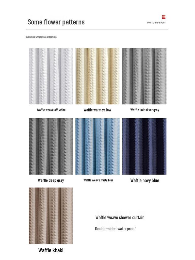 Zatwierdzona przez blogerów biała żakardowa waflowa zasłona prysznicowa - Bez dziurkowania, wodoodporna, gruba tkanina