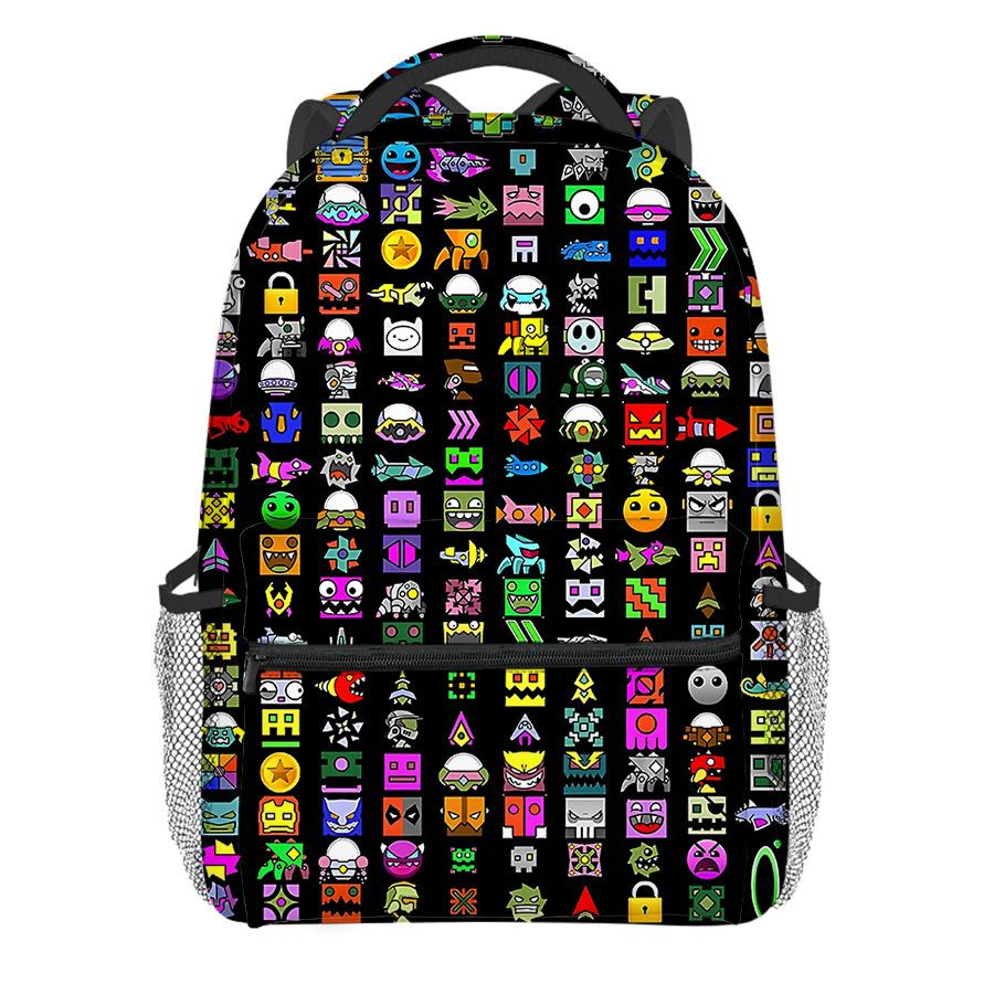 Trendy Populaire Grappige Geometry Dash Student Schooltas Notitieboek Rugzakken 3D Print Oxford Waterdicht Jongens/Meisjes Reizen Rugzakken
