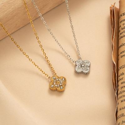 Four-leaf Clover Necklace for Women A Sophisticated Titanium Steel Sweater Chain
