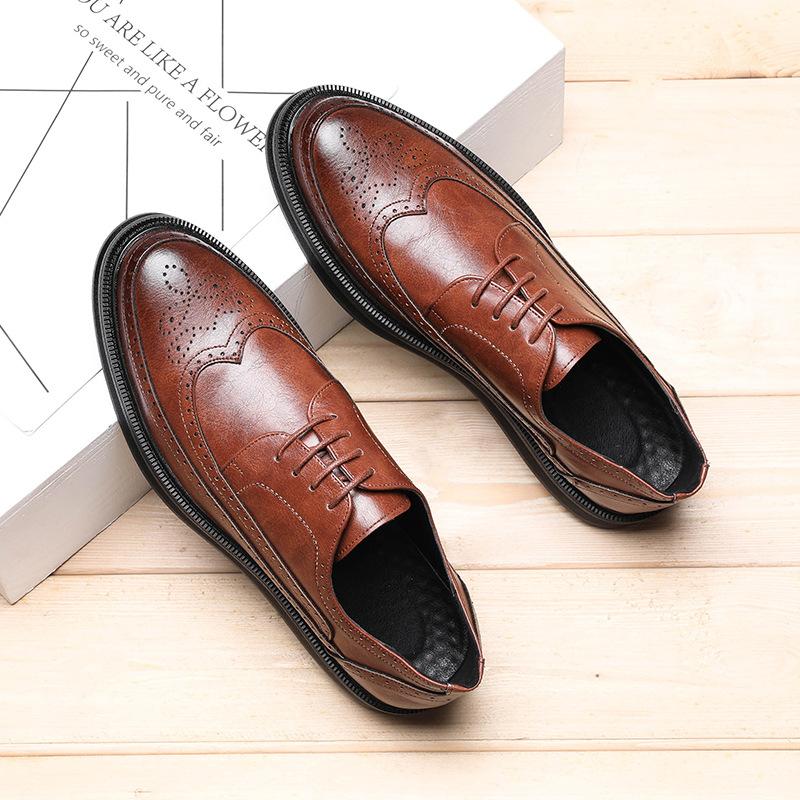 Oxford Shoes for Men Fashion Brogue Shoes Men's Leather Formal
