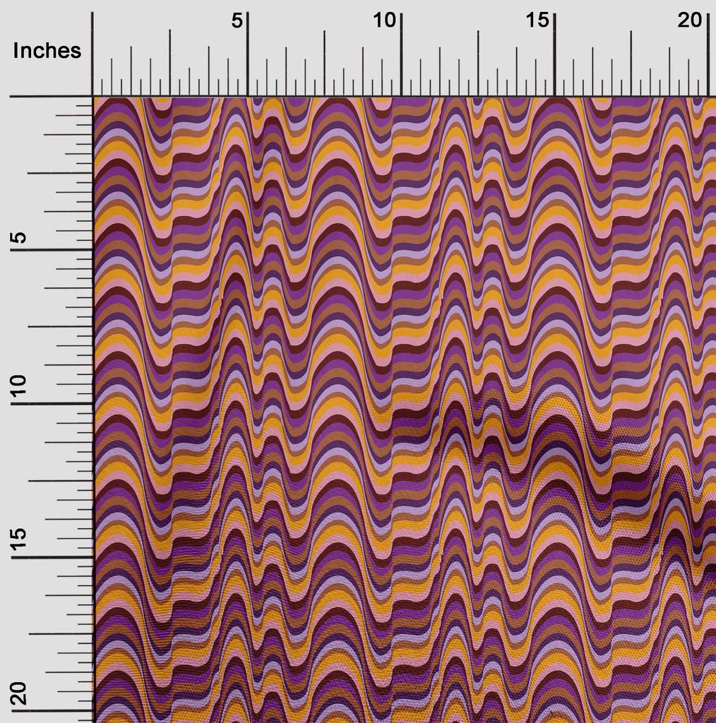 oneOone Cotton Flex Fabric Waves Flame Stitch Print Fabric By The Yard 40 Inch