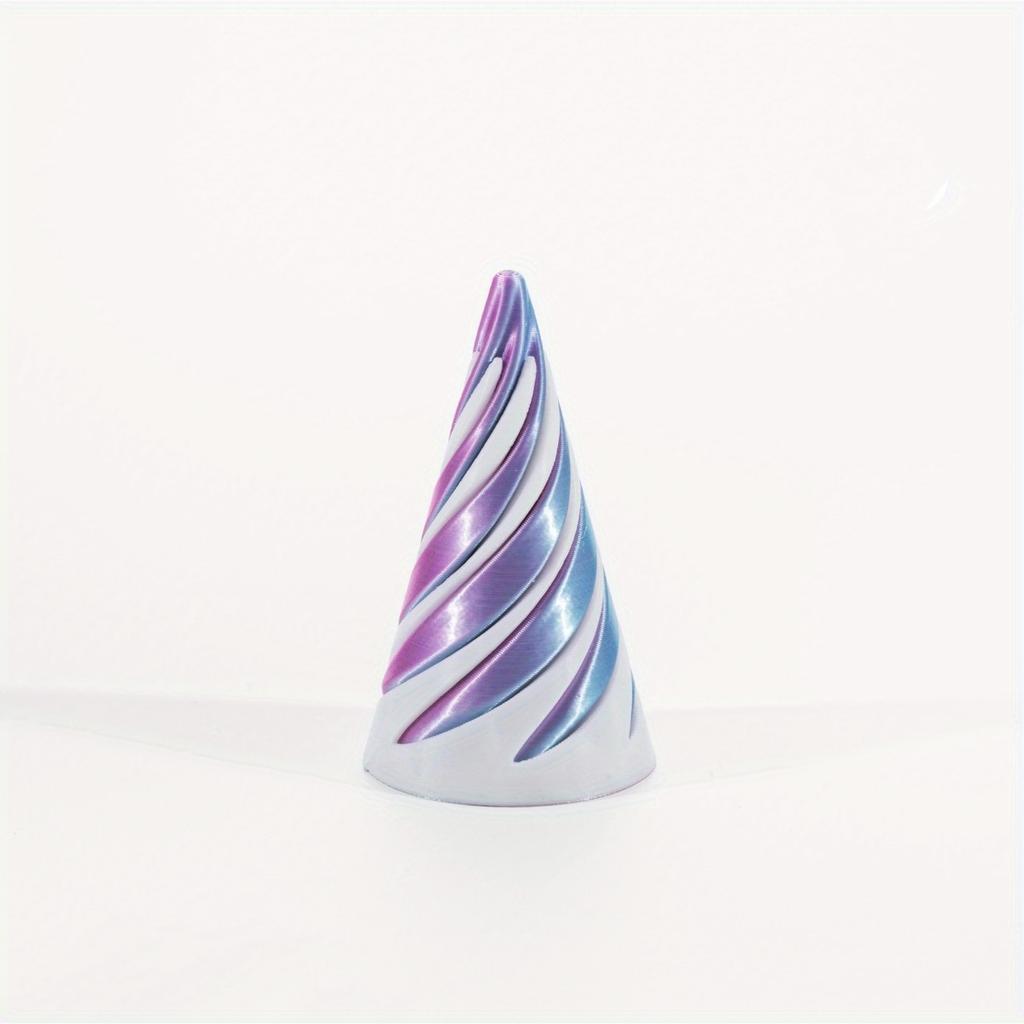 Kinetic Spinning Cone Double-Sided 3D Printed Mixed Color Plastic Spiral Novelty Desk Toy for Age14 Up Gift Pyramid Design Decor