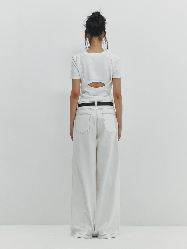 MEENDERI Cut Out Layered Top - White
