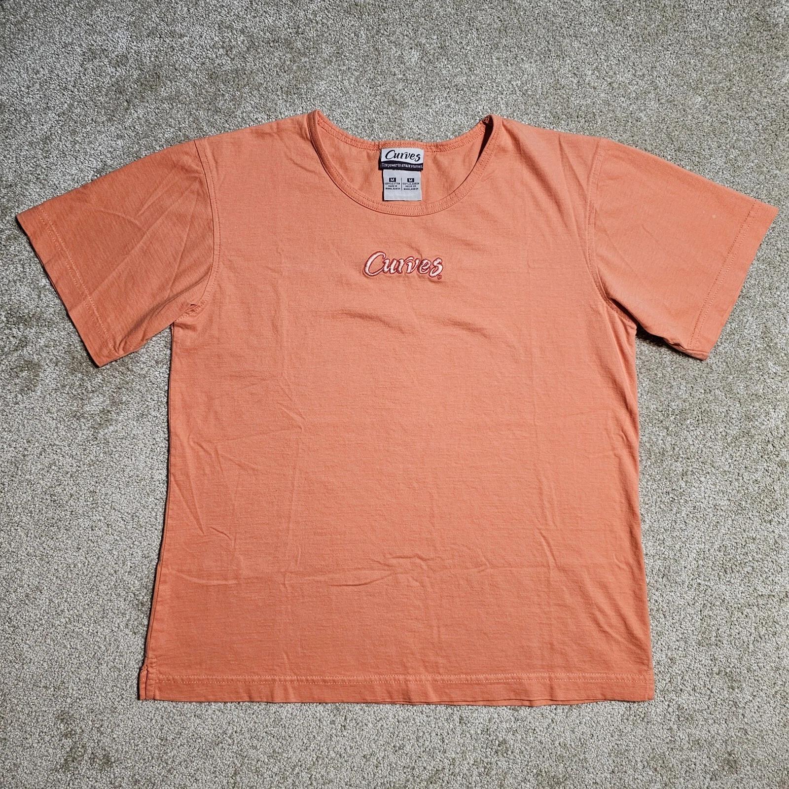 

Vintage Y2k Orange Curves Logo T-shirt Mens M Gym Ironic 2000s Peach Neon Funny M