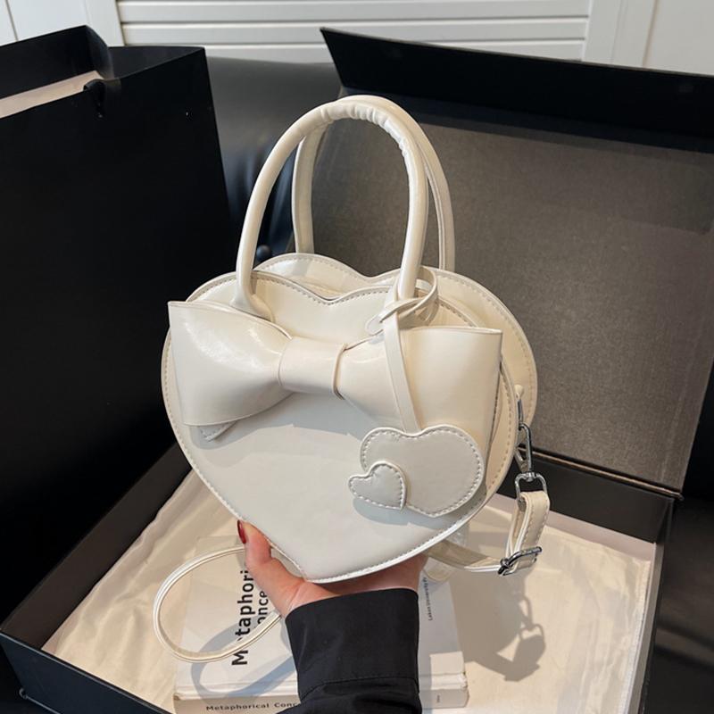 Trendy Love Shaped Small Handbag Butterfly Knot Single Shoulder Bags Fashion Versatile Heart Pendant Crossbody Bag