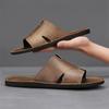 2025 New Designer Men Genuine Leather Slipper Summer Slides Simple Sandals Comfortable Cool Beach Shoes
