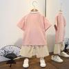 Kids Summer Hanbok Two-piece Suit Boys Girls Short-sleeved Chinese Style Tang Suit Thin Breathable June 1 Performance Show Clothes Set