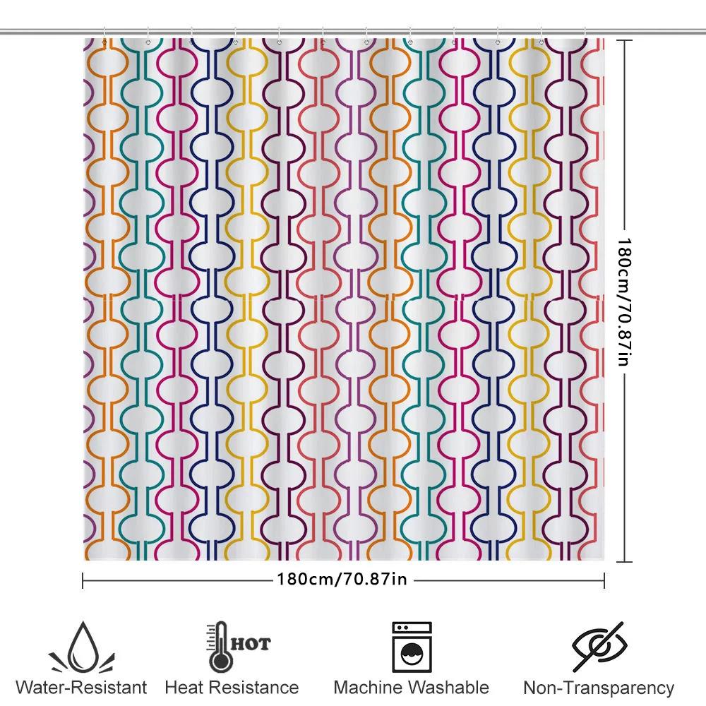 Stylish Colorful Pattern Shower Curtain For Bathroom Decor Waterproof Fabric With Eye Hooks Loop Design